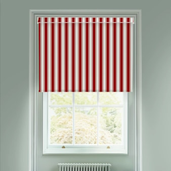 Ticking Stripe Red Electric Roller Blind