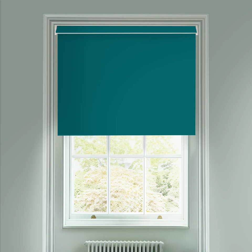 Tiki Teal Blackout Electric Roller Blind