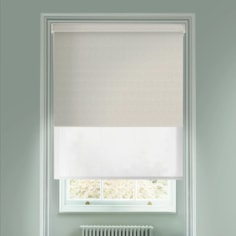 Tokyo Taupe  Blackout And Sheer White Electric Double Blind