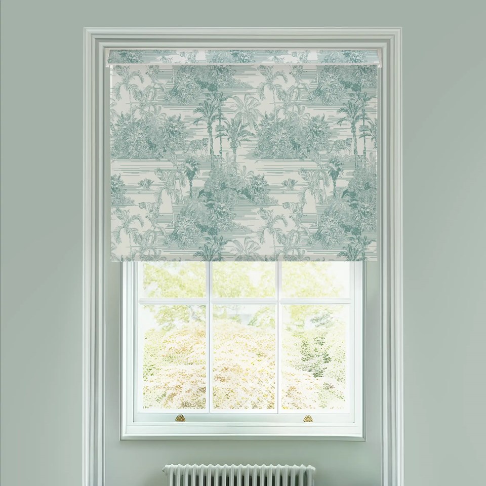 Tropical Toile Mist Electric Roller Blind by Boon & Blake