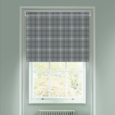 Wallace Check Metal Grey Electric Roller Blind