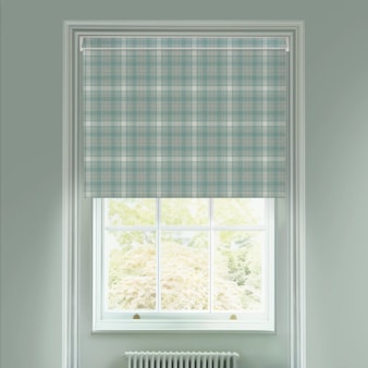 Wallace Check Soft Blue Electric Roller Blind