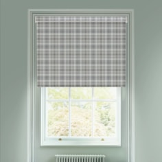 Wallace Check Stone Grey Electric Roller Blind