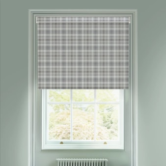 Wallace Check Stone Grey Electric Roller Blind