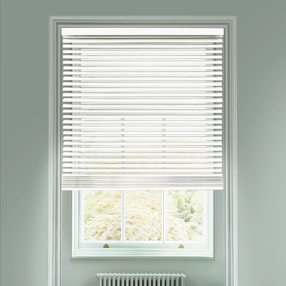 White 50mm Wooden Electric Venetian Blind